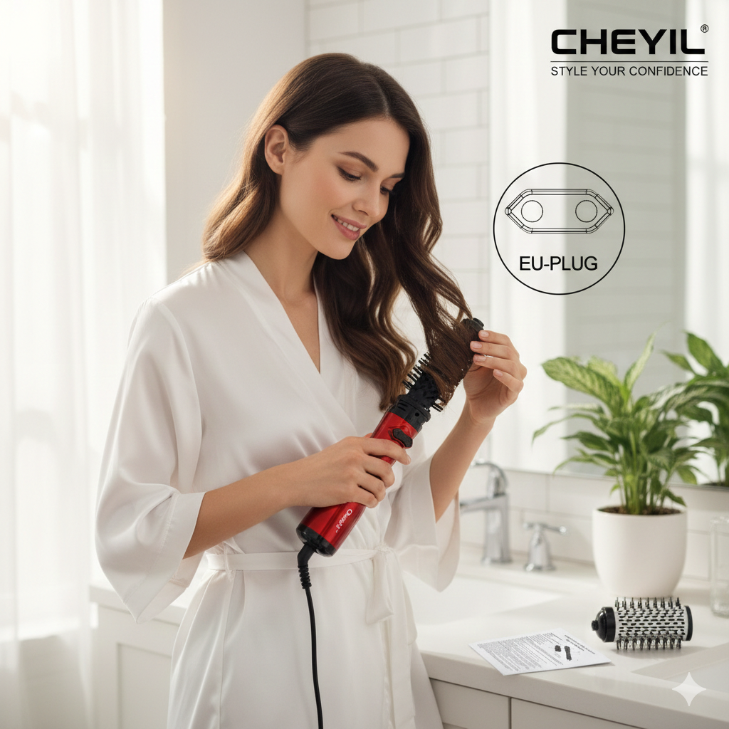 Elevate Your Hair Game with the CkeyiN 2-in-1 Hot Air Spin Brush - The Ultimate Ionic Blow Dryer and Styler for Effortless Curls and Sleek Styles!